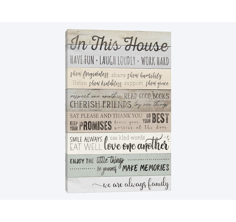 «In This House», reproduction d'impression sur toile tendue, H 12 po x l 8 po x P 0,75 po, Toile tendue, Pas de tapis