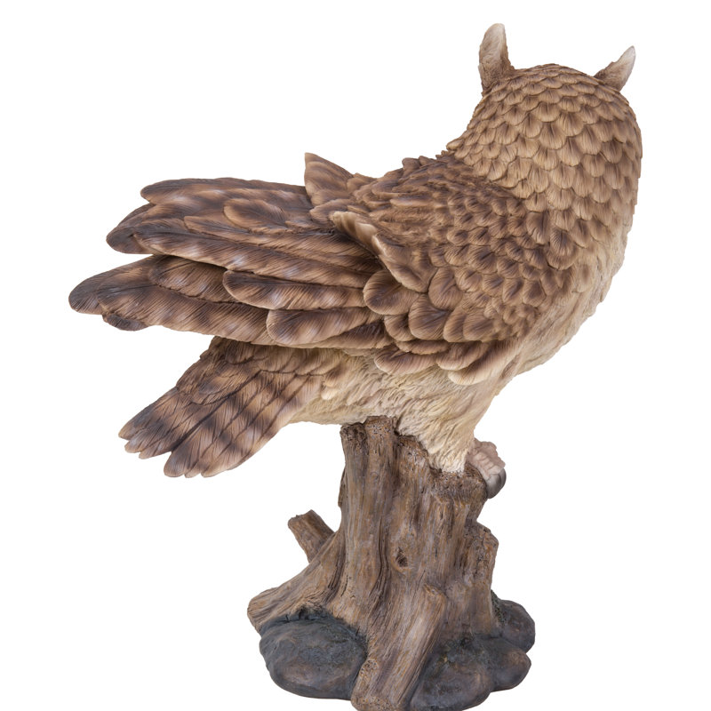 Large Brown Polyresin Long Eared Owl Statue