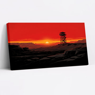 Ensemble de 1 tableau sur toile « Coucher de soleil dans le désert ».