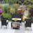 4 PC Rattan Patio Furniture Set Outdoor Patio Cushioned Seat Wicker Sofa