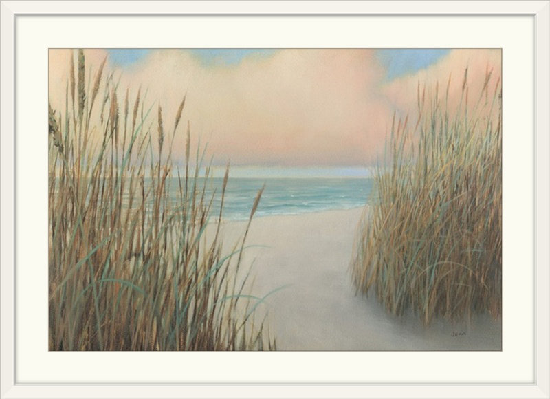 Byerly «Beach Trail I» par James Wiens - reproduction d'art, H 24 po x l 32 po x P 1 po, Cadre blanc