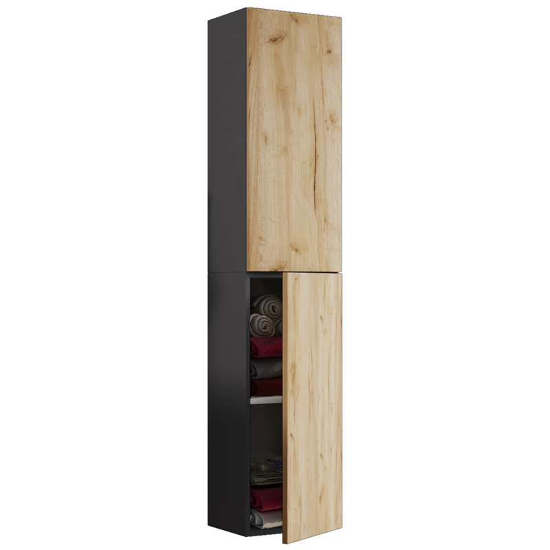 Aysheia Freestanding Bathroom Cabinet, Natural/Black