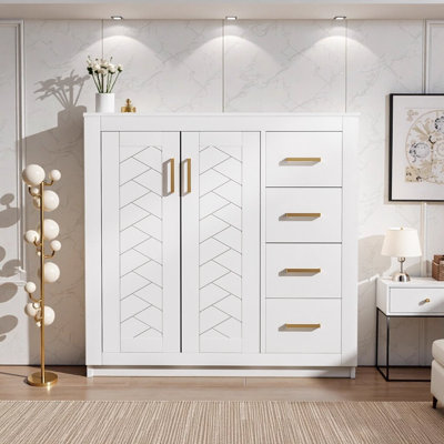 Meuble-lavabo autoportant avec cadre en bois massif 36 po avec 3 portes à fermeture douce et 3 tiroirs