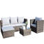 Mobilier d'extérieur pour 4 personnes: table basse en PE et coussins moelleux
