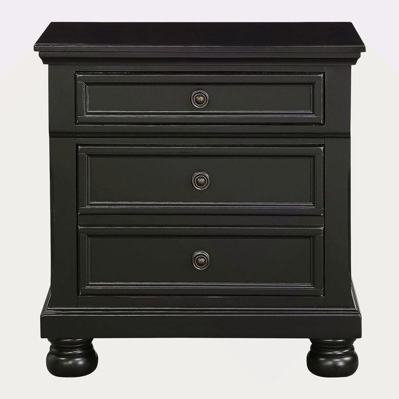 Table de chevet avec tiroirs cachés, Noir