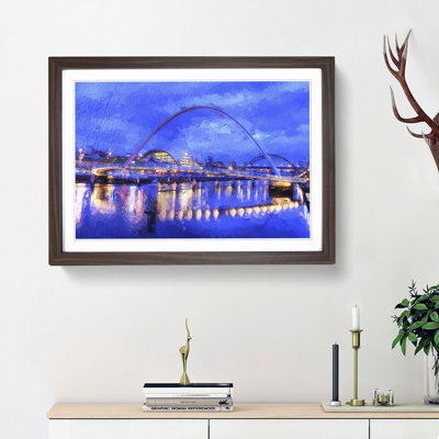 Millennium Bridge in Newcastle - Picture Frame Painting Print
