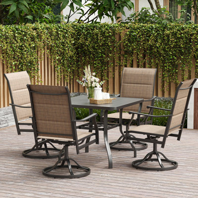 4 Person Swival Chair Patio Dining Set