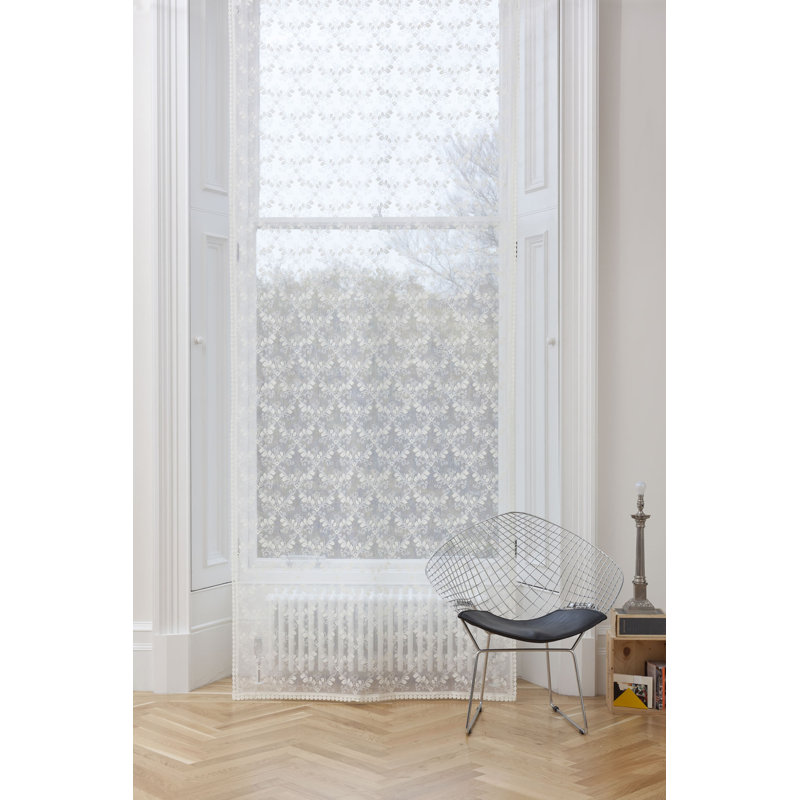 Daxton Cotton Blend Sheer Single Curtain Panel, 132 W x 160 D cm, White