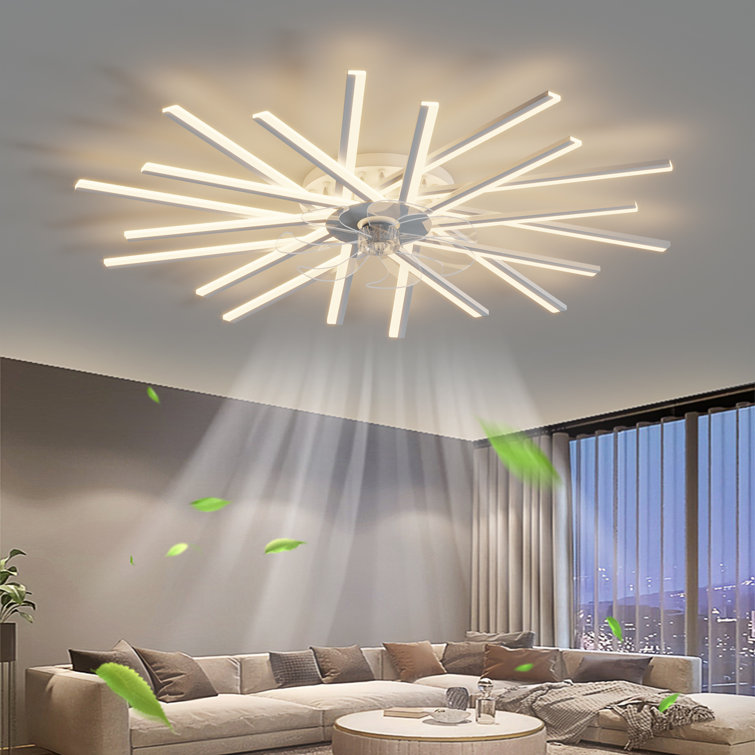 45'' 7 - Blade Dimmable LED Ceiling Fan with Remote Control and APP