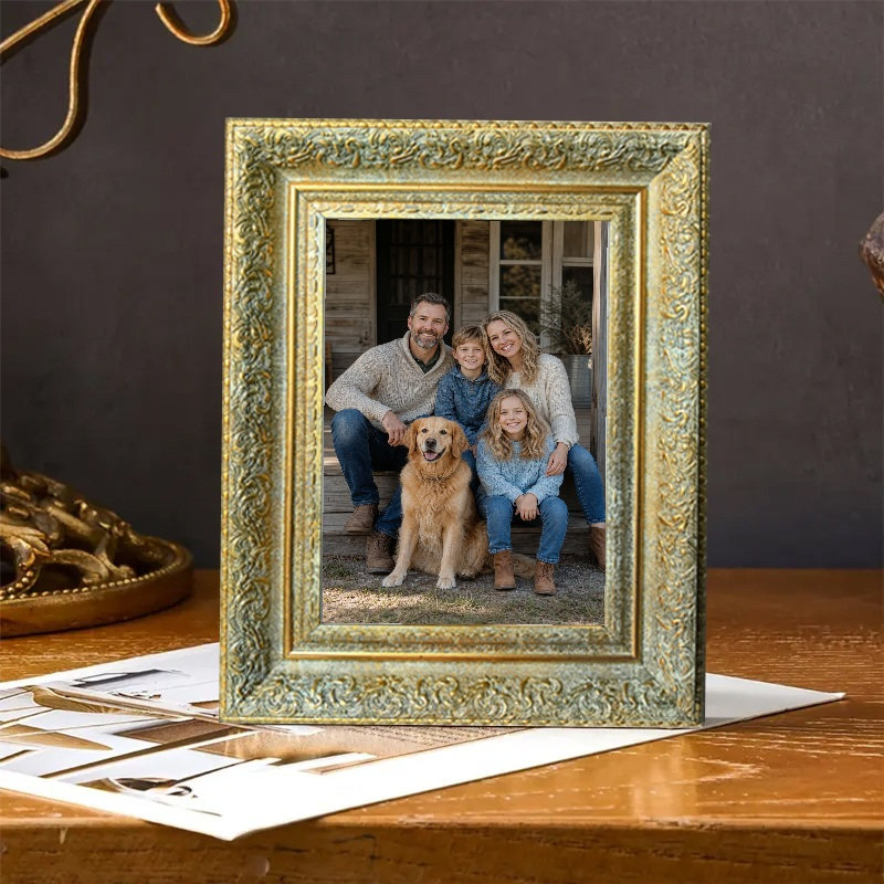 Cadre photo mural 8 pièces x 8 po or antique 8 po pour étagère de chambre à coucher, Or antique, 1, 8 po x 10 po