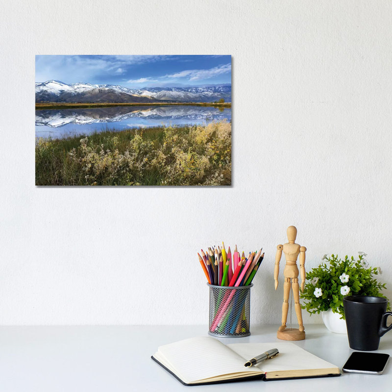 Carson Range Reflected In Washoe Lake, Nevada by Tim Fitzharris - Wrapped Canvas Print, 20.32 cm H x 30.48 cm W