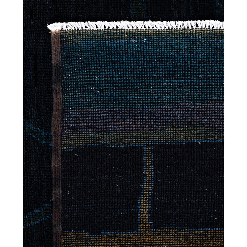 Overdyed Hand-Knotted Wool Modern-Contemporary Black Area Rug 9' 0" x 11' 5"