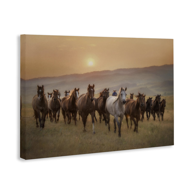 «Herd of Horses on Journey», art mural sur toile, design par PHBurchett, H 16 po x l 24 po