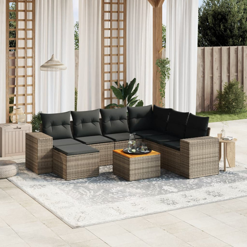 Ensemble de canapé de jardin Vidaxl, Gris, Gris foncé