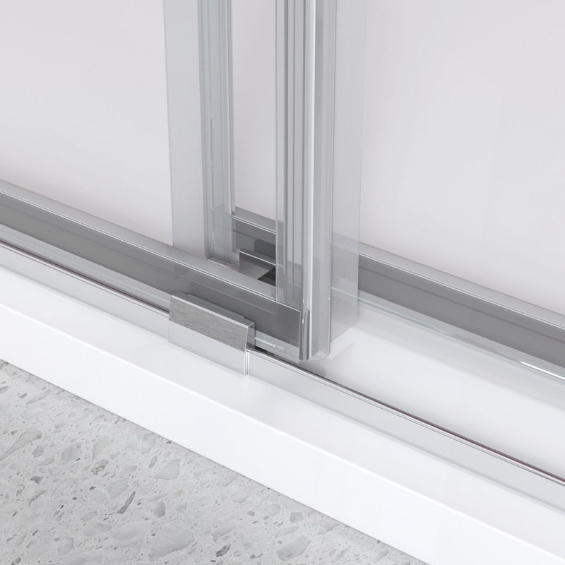 Porte de douche coulissante double sans cadre 76 "avec verre transparent 3/8" (10mm), Argent argent