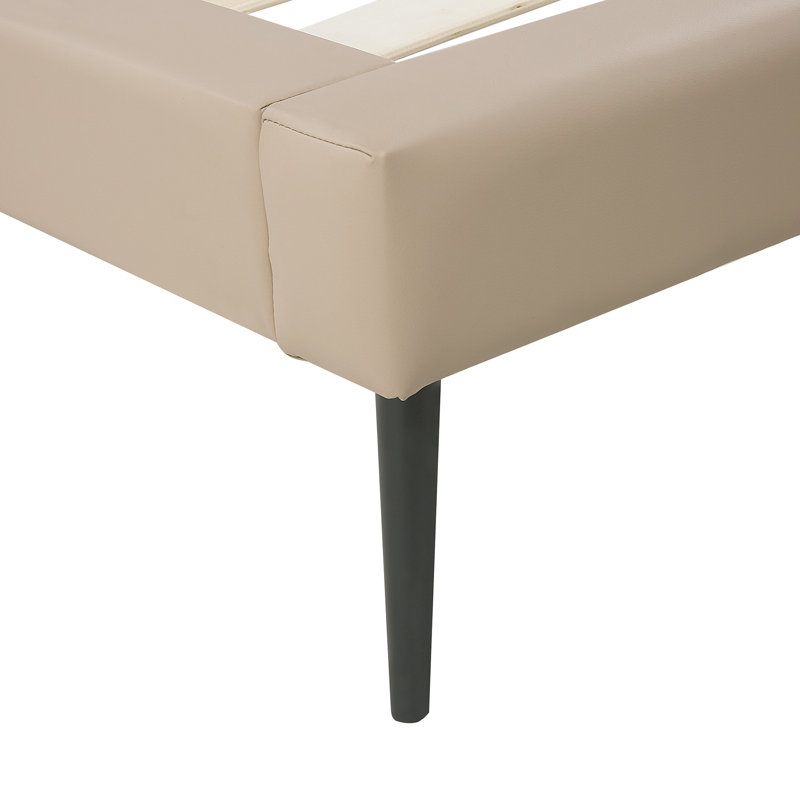 Jody Upholstered Faux Leather Bed, Super King (6'), Beige