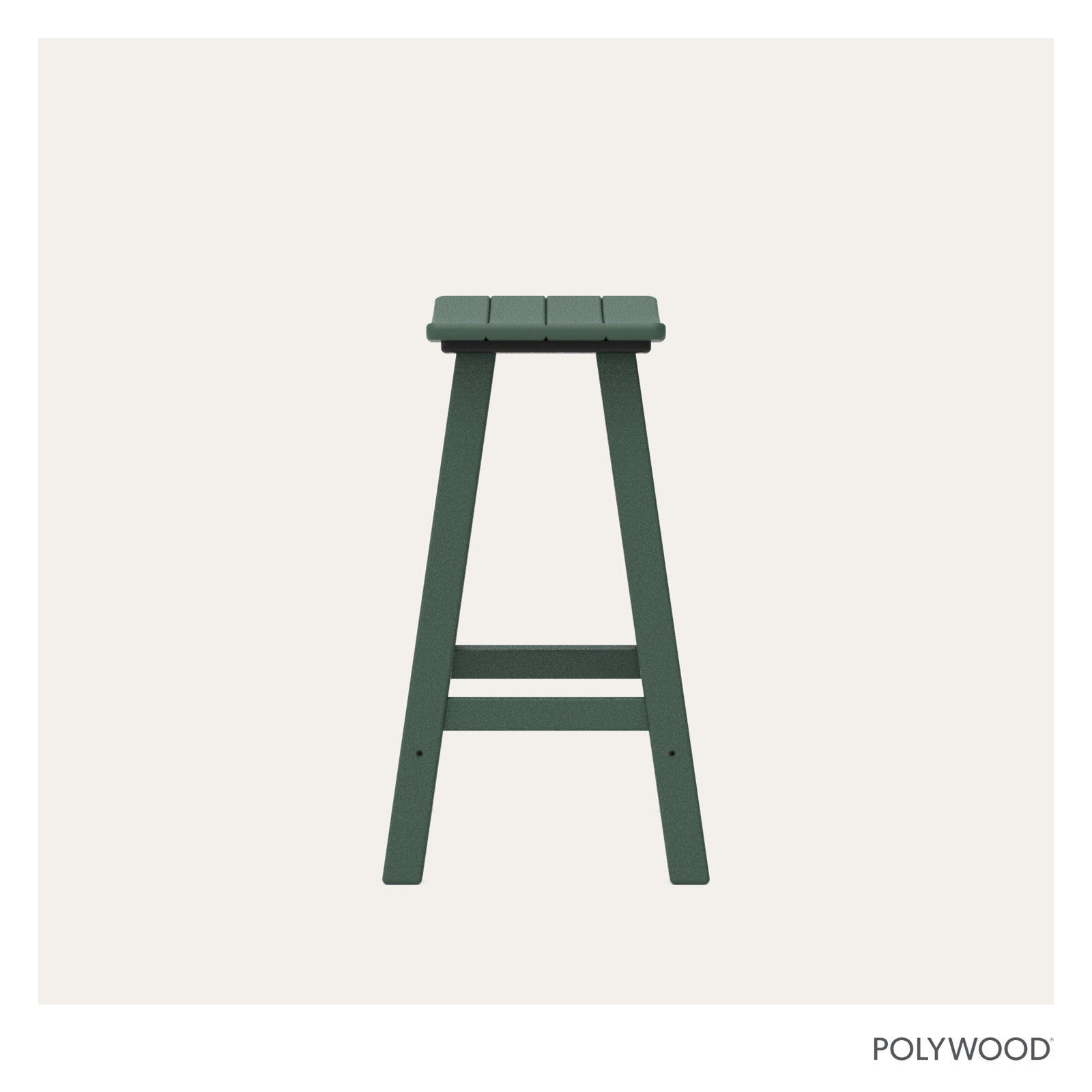 POLYWOOD Traditional Garden Patio Bar Stool, Green, 24.75" H