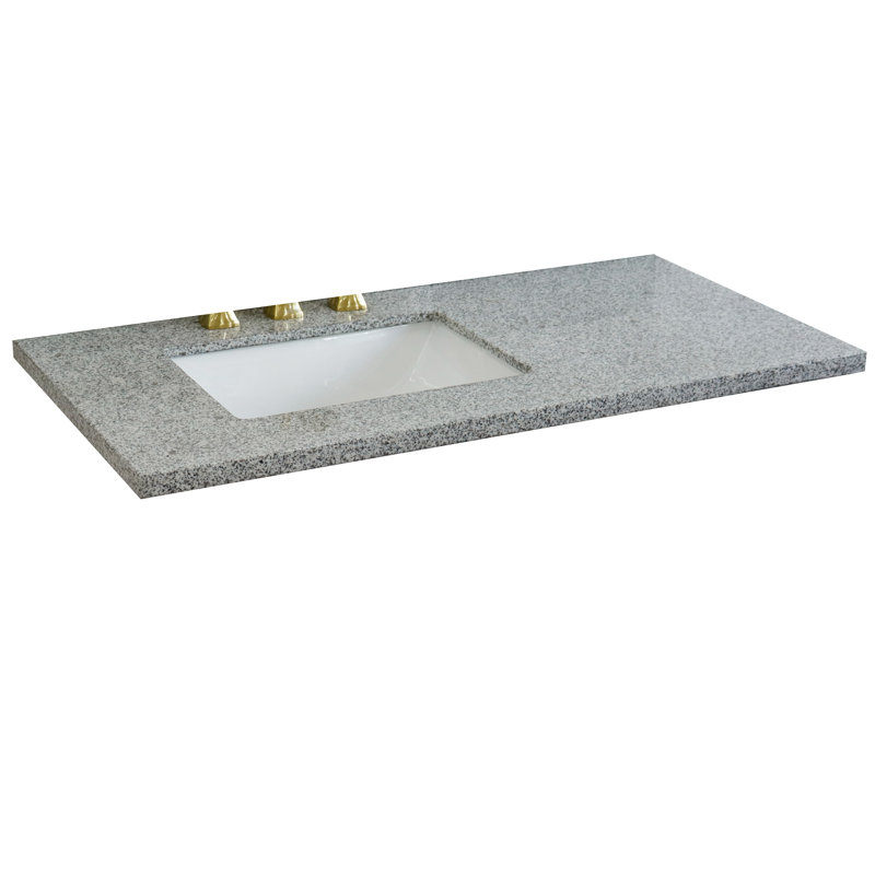 43'' Gray Granite Bathroom Vanity Top with White Ceramic Undermount Sink
