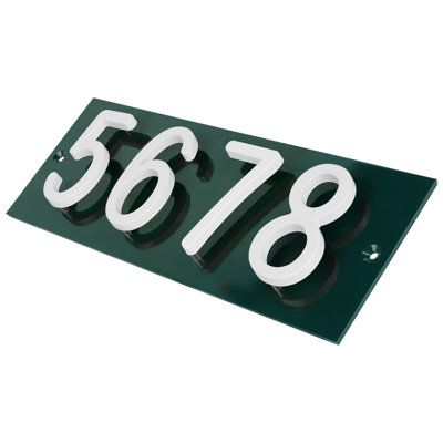 Plaque d'adresse horizontale flottante en aluminium Royal Shade - 4 chiffres personnalisés