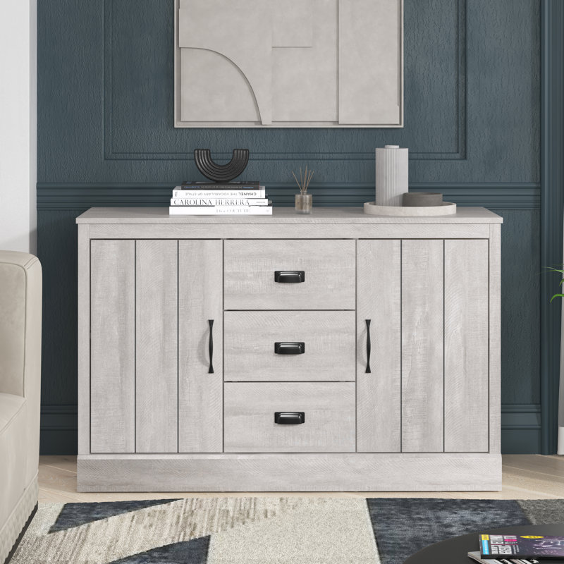 Bristol 113cm Wide 2 Door 3 Drawer Sideboard, Dusty Grey Oak
