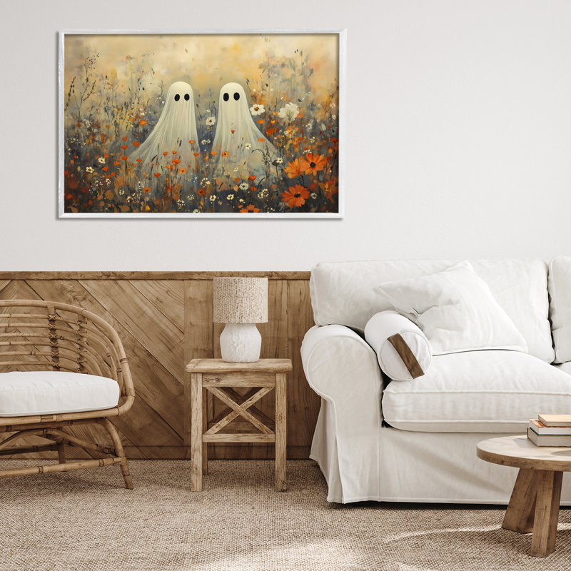 Ghost In Autumnal Meadow, estampe numérique, design par Creative Studio, H 20 po x l 30 po, Giclée encadrée blanc bord de mer