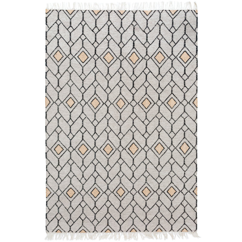 Ashes Geometric Hand-Loomed 5'3" x 7'6" Recycled P.E.T. Area Rug in Gray, Rectangle 5'3" x 7'6"