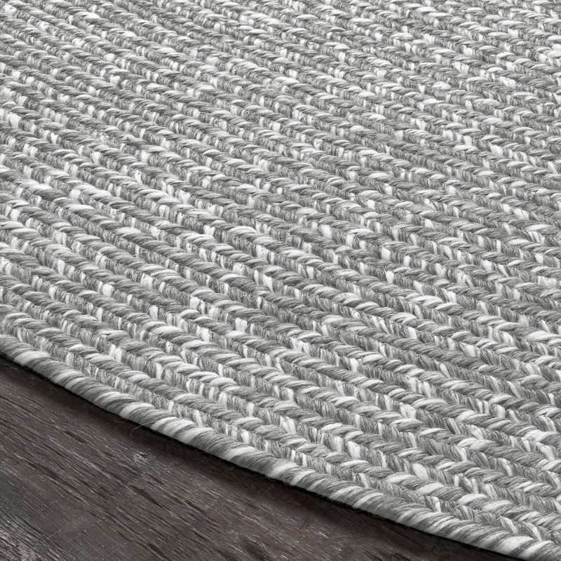 Ulmer Braided Reversible Two-Tone Indoor Outdoor Runner or Area Rug, Oval 5' x 8'