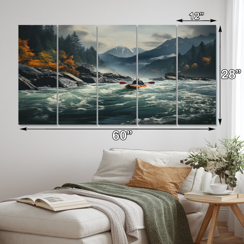 «River Reflections II», art mural sur toile «Lakes & Rivers» - 5 panneaux égaux