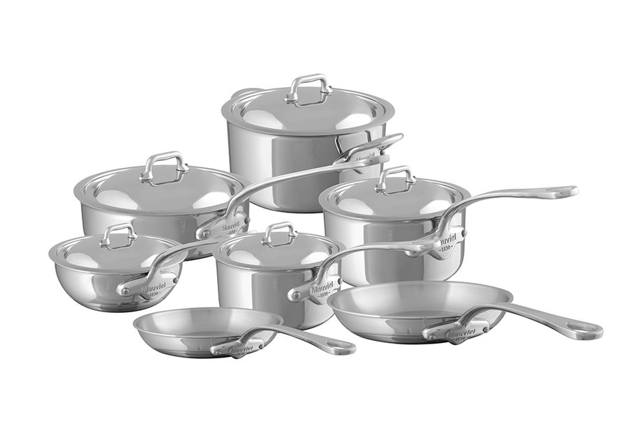 Mauviel 1830 M'Cook 5-Ply Sauté Pan With Lid, Cast Stainless Steel Handle,  6.2 Qt.