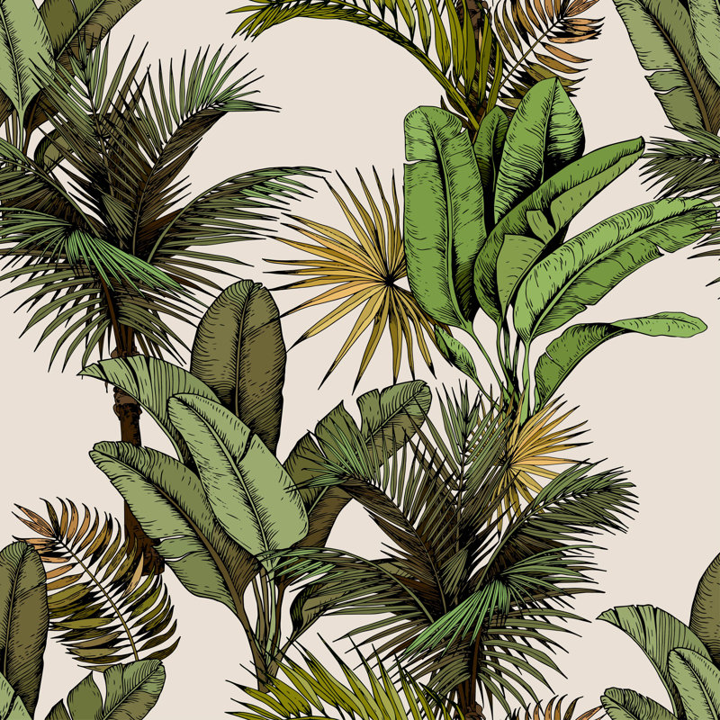 Pattern Palm Leaves by Jeanna Draw - Wrapped Canvas Print, 51cm H x 51cm W