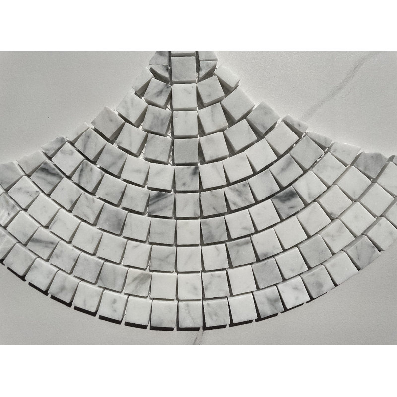 7" x 13" Marble Fish Scale Mosaic Wall & Floor Tile