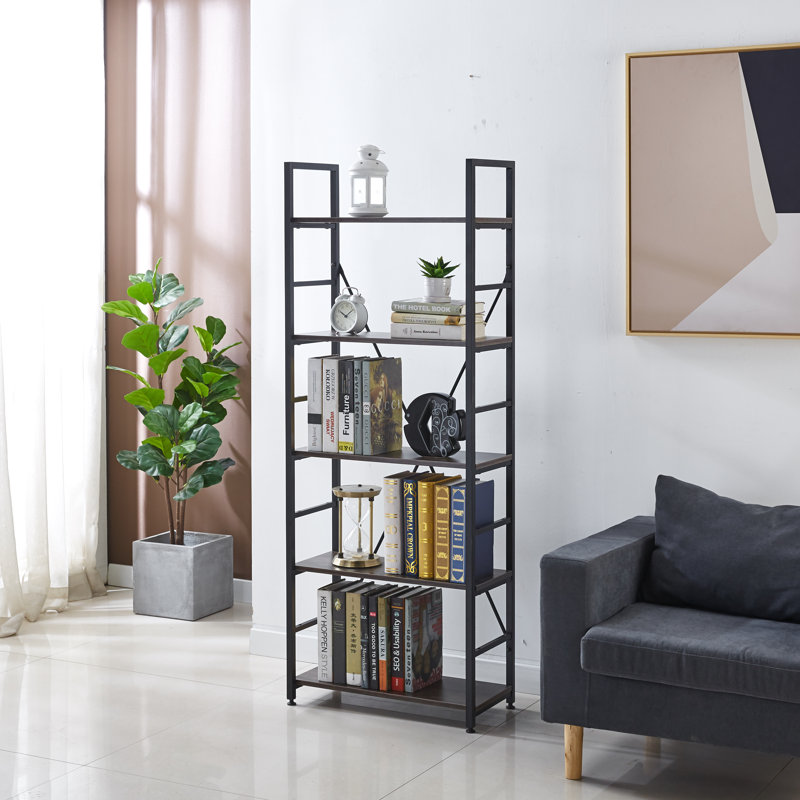 Irving Place 24'' W Steel Etagere Bookcase, (5 Shelves) 62” H x 24” W x 11”D
