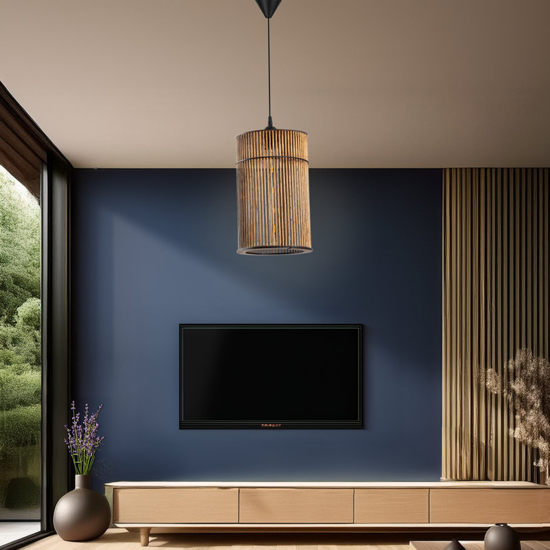 Luminaire suspendu cylindrique en bois