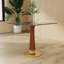 Table de conférence carrée moderne en verre avec piètement en bois massif