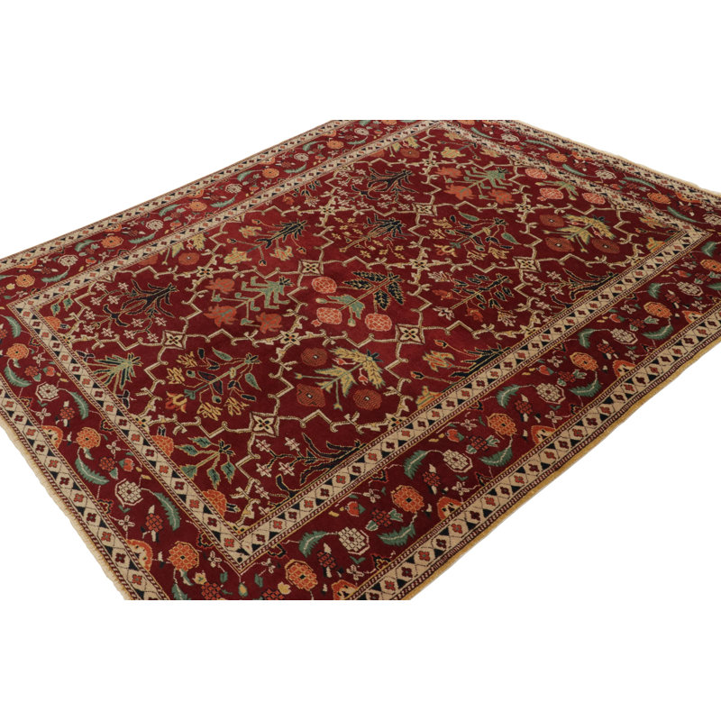 Wool Floral Area Rug in Beige/Brown, Blue, Green, Orange, Red