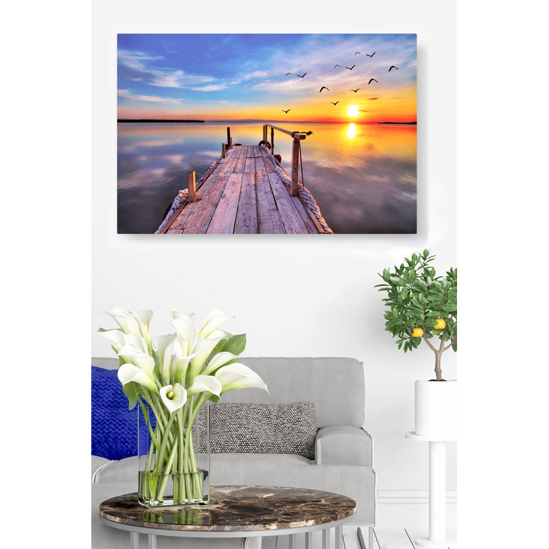 «Mccutchen Early Bird Dock Fly Sunrise Sunset», reproduction de photo sur toile tendue, H 24 po x l 36 po x 1,5 po