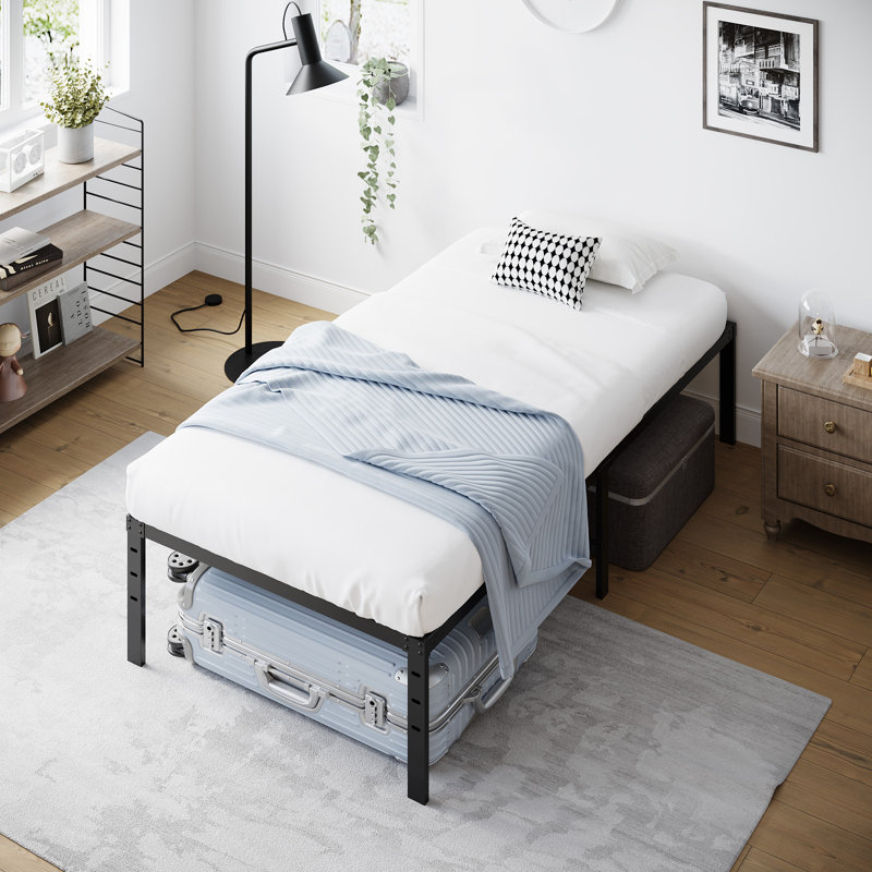 Structure de lit robuste, lit plateforme en métal sans sommier, Lit simple, 16"
