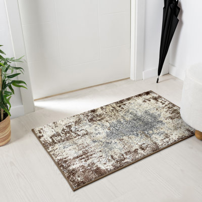 Tapis persan Luxe Weavers 7680 abstrait résistant aux taches, fabriqué à la machine, brun / 6 po x 9 po