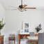 Ventilateur de plafond café 52 pouces rétro, cristal clair, 5 pales en contreplaqué, moteur à courant continu réversible et télécommande