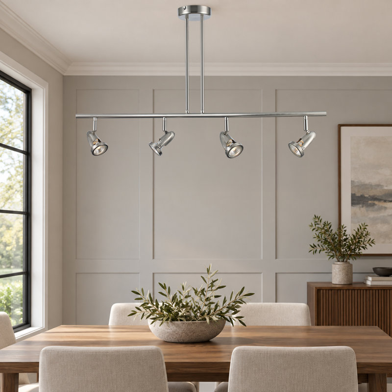 Ensemble de rail d’éclairage 4 lumières bloxom, Nickel brossé