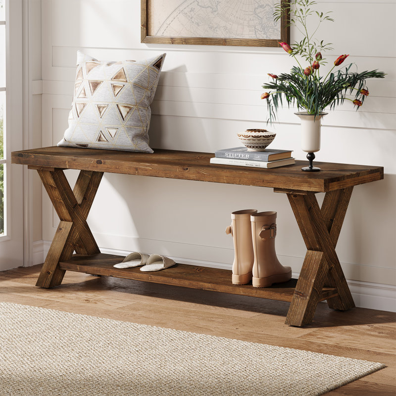 43.3" W Solid Wood Storage Bench