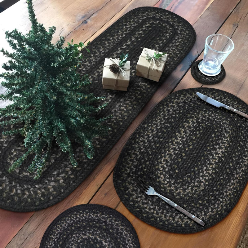 Ensemble de 6 sous-verres en jute de qualité supérieure pour table, Noir / argent / gris