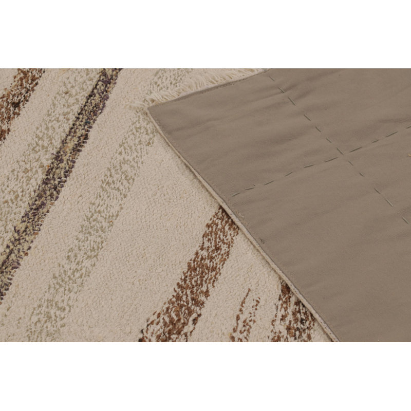 Rug & Kilim’S Contemporary Flatweave Runner With Linear Textured Stripes