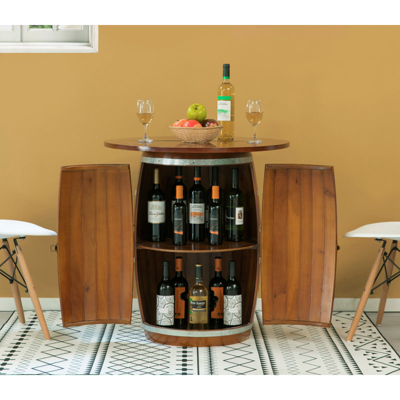Wine Barrel Round Table Wine Storage Cabinet