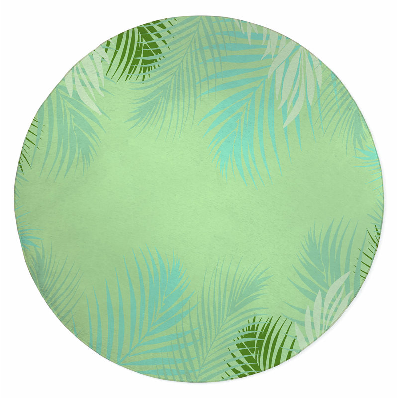 Tapis extérieur Waving Palm, Rond 5 pi