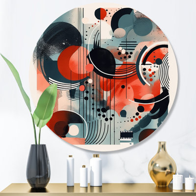 Art mural rond rouge et noir Minamlism Intimacy II - Minimalisme abstrait