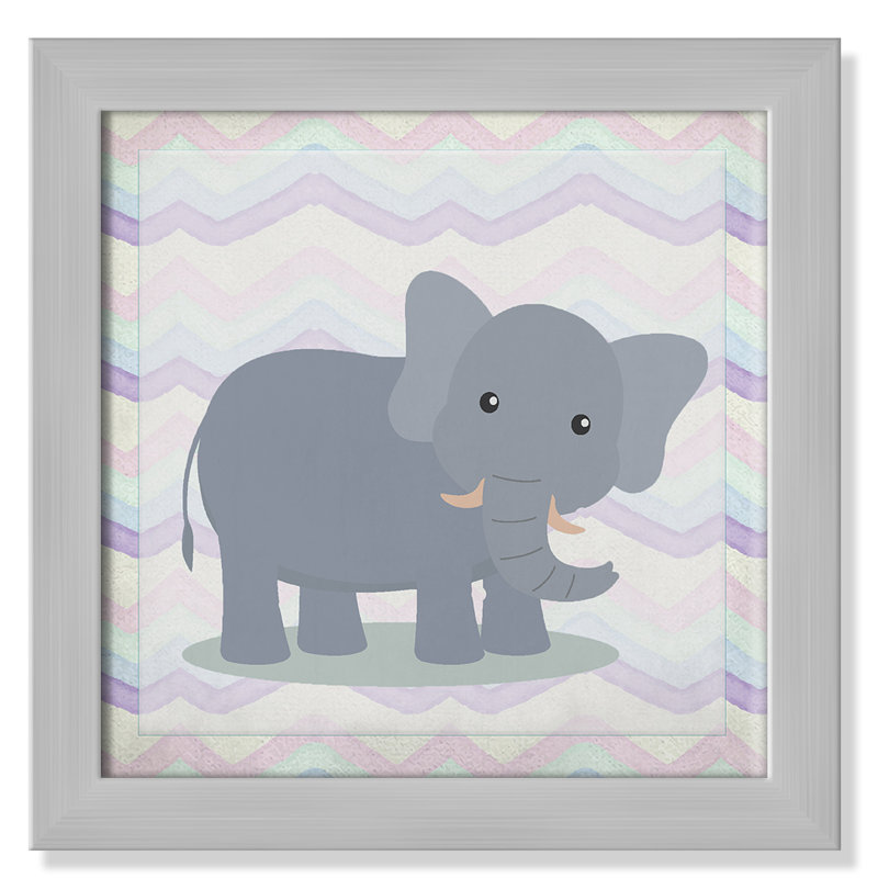 Art de l'éléphant rose, Encadré plat à grain de bois gris, H 12 po x l 12 po x P 0,6 po