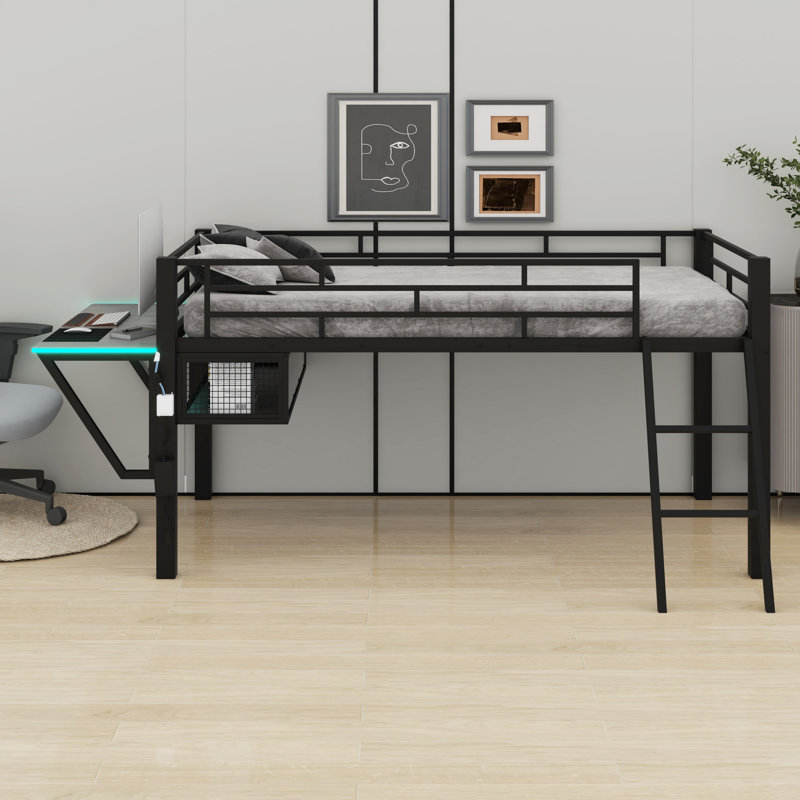 Lit mezzanine avec bureau à DEL