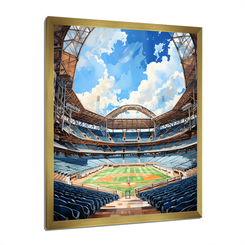«Abstract Baseball Stadium I - Cityscapes», art mural sur toile, H 40 po x l 30 po x P 1,5 po, Encadrement doré