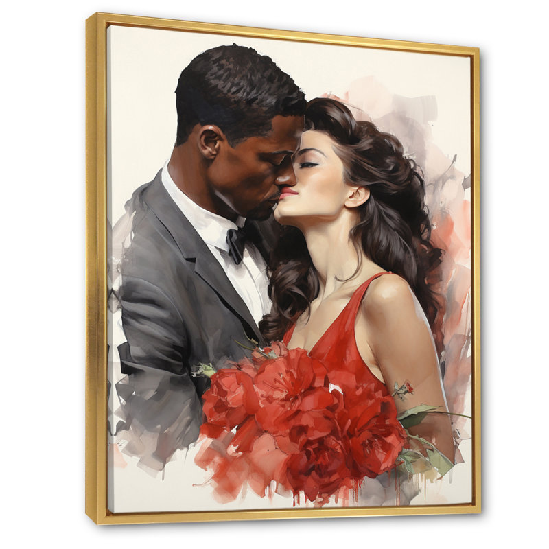 Couple de mariage Beauté intemporelle I, Cadre flottant doré, H 32 po x l 16 po x P 1 po